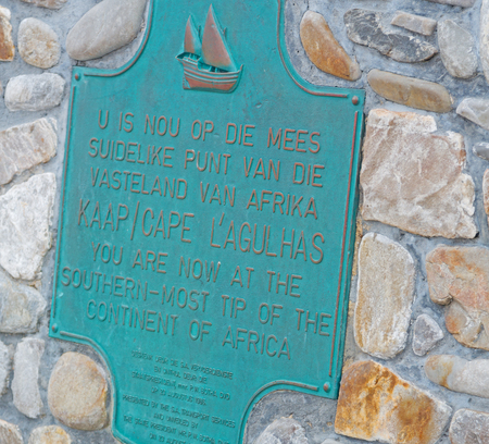 in south africa  road sign of cape agulahs the most southern african pointの写真素材
