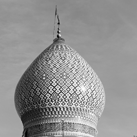 in iran the old      mosque and traditional wall tile incision near minaretの写真素材