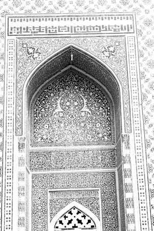 blur in iran the old decorative flower  tiles from antique mosque like backgroundの写真素材