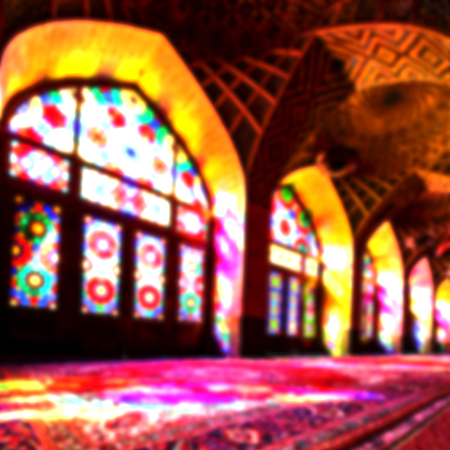 in iran blur colors from the windows the old mosque traditional scenic lightの写真素材