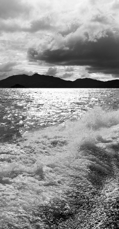 in philippines island the pacific ocean clouds and lights view from a boat