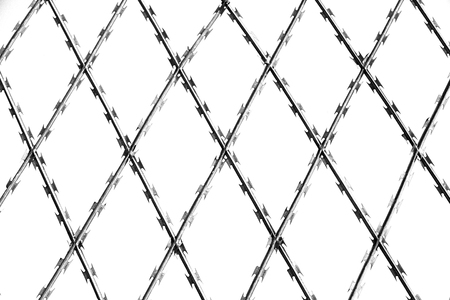 abstract razor wire in the clear sky like background textureの写真素材
