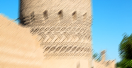 blur in iran shiraz the old castle   city defensive architecture near a gardenの写真素材