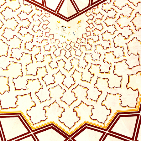 blur in iran the old decorative flower  tiles from antique mosque like backgroundの写真素材