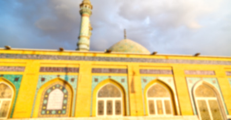 blur in iran  and old antique mosque    minaret religion  persian architectureの写真素材