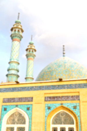 blur in iran  and old antique mosque    minaret religion  persian architectureの写真素材