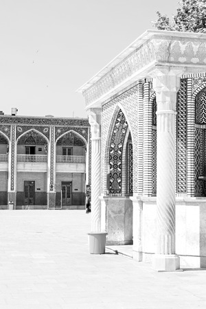 in iran the old      mosque and traditional wall tile incision near minaret