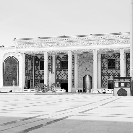 in iran the old      mosque and traditional wall tile incision near minaretの写真素材