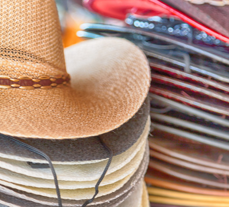 blur  in  philippines  lots of fashion trandy hats in a market like souvenirの写真素材