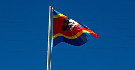 blur in swaziland waving flag  and sky    like abstracr conceptの写真素材