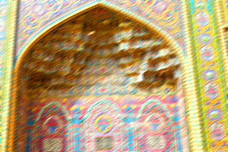 blur in iran the old decorative flower  tiles from antique mosque like backgroundの写真素材