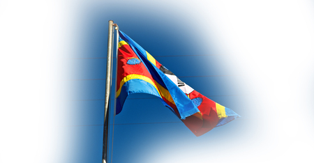 blur in swaziland waving flag  and sky    like abstracr conceptの写真素材