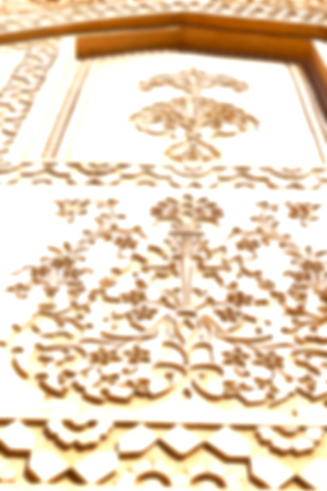 blur in iran the old decorative flower  tiles from antique mosque like backgroundの写真素材