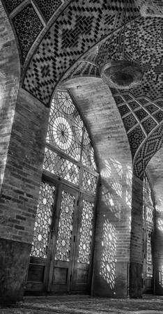 in iran blur colors from the windows the old mosque traditional scenic lightのeditorial素材