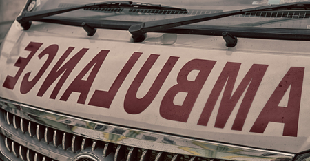 in  philippines old dirty bonnet of an ambulance concept of medical care