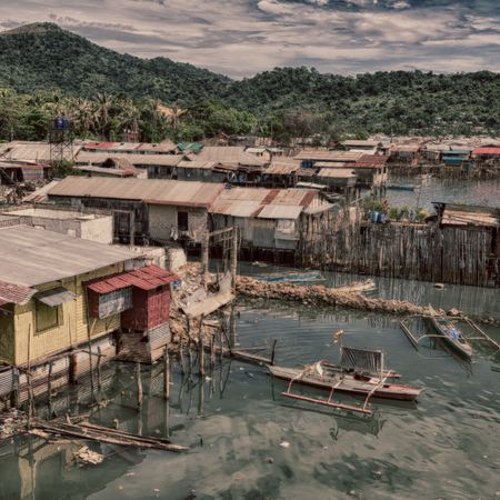 blur  philippines house in the  slum  for poor people concept of poverty and degradations