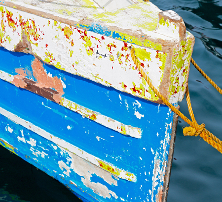 philippines old dirty prow of a boat in the port like abstractの写真素材