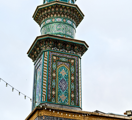 blur in iran  and old antique mosque    minaret religion  persian architectureの写真素材