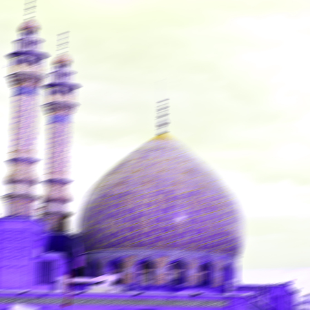 blur in iran  and old antique mosque    minaret religion  persian architectureの写真素材