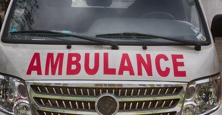 in  philippines old dirty bonnet of an ambulance concept of medical care