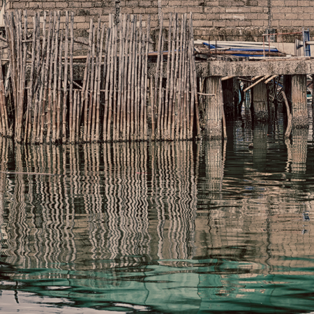 blur  philippines house in the  slum  for poor people concept of poverty and degradationsの写真素材