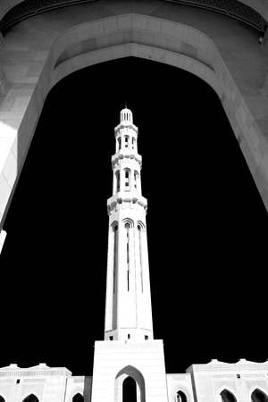 minaret and religion in clear sky in oman muscat the old mosqueの写真素材