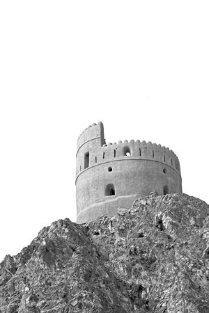 fort battlesment sky and   star brick in oman muscat the old defensiveの写真素材