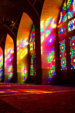 in iran blur colors from the windows the old mosque traditional scenic lightのeditorial素材