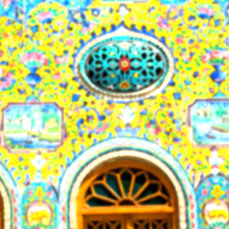 blur in iran the old decorative flower  tiles from antique mosque like backgroundの写真素材