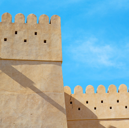 fort battlesment sky and    star brick in oman   muscat the old defensive