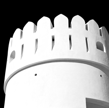 fort battlesment sky and    star brick in oman   muscat the old defensiveの写真素材