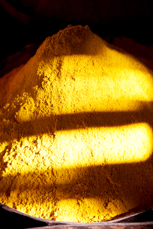 in the old market the oriental colorful powder of spiceの写真素材