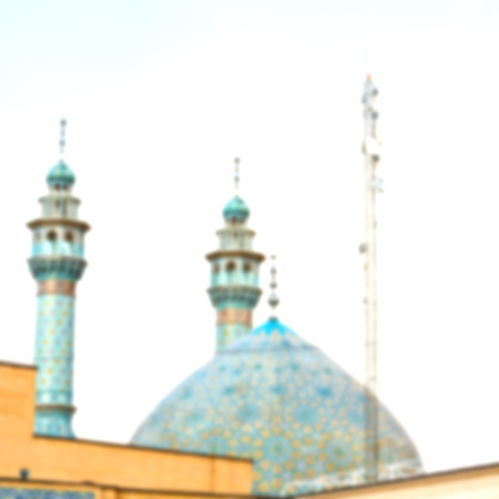 blur in iran  and old antique mosque    minaret religion  persian architecture