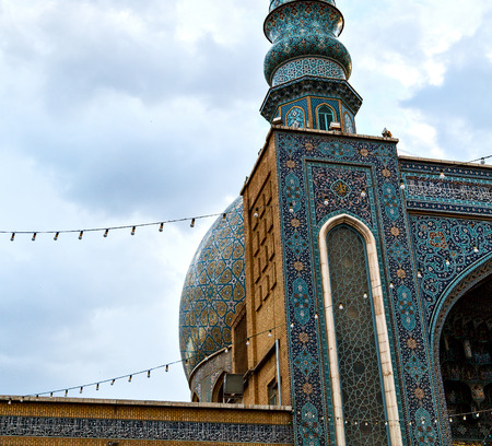 blur in iran  and old antique mosque    minaret religion  persian architectureの写真素材
