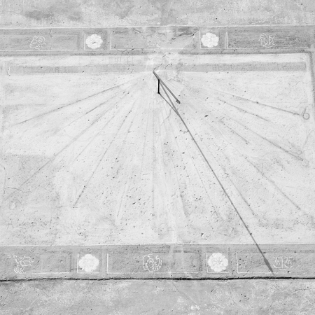 in italy sundial and gnomon antique historical medieval decoration wallの写真素材