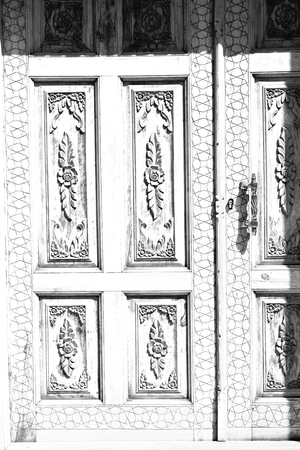 blur in iran old door near the mosque and antique constructionの写真素材