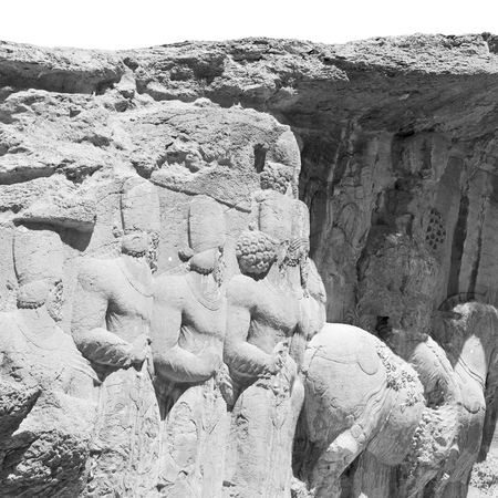 blur in iran near persepolis the old ruins historical destination monuments and mountainの写真素材