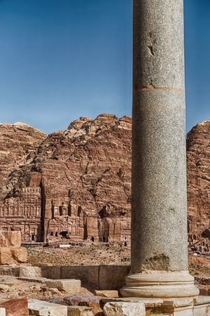 in petra jordan the view of the monuments from the ruins of the antique churchのeditorial素材
