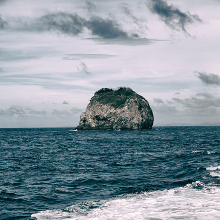 blur  in  philippines   a view from  boat  and the pacific ocean  mountain backgroundの写真素材