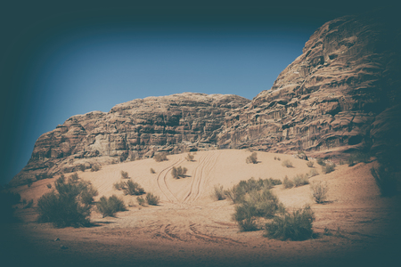 in the wadi rum desert of jordan  sand and mountain  adventure destination
の写真素材