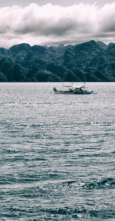 from a boat  in  philippines  snake island near el nido palawan beautiful panorama coastline sea and rockの写真素材