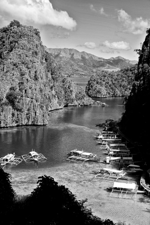 in  philippines  view from a cliff of the beautiful paradise bay and tropical lagoonの写真素材