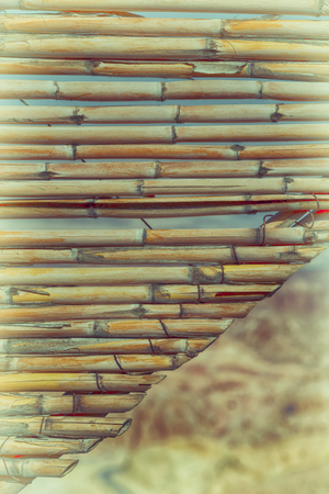 abstract texture background of a bamboo wall in the skyの写真素材