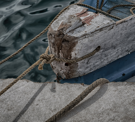 philippines old dirty prow of a boat in the port like abstractの写真素材
