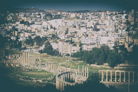 in jerash jordan the antique archeological site classical heritage for touristの写真素材