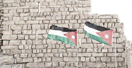 in jordan the national flag in the wind and skyの写真素材