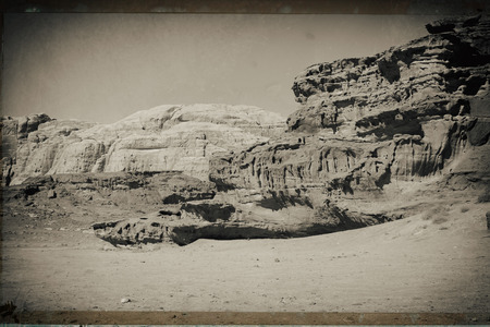 in the wadi rum desert of jordan  sand and mountain  adventure destinationの写真素材