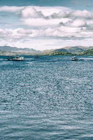 from a boat  in  philippines  snake island near el nido palawan beautiful panorama coastline sea and rockの写真素材