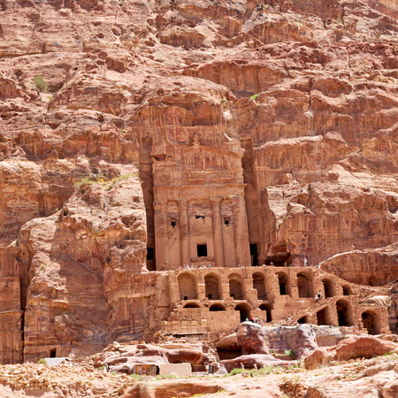 tomb in the antique site of petra in jordan the beautiful wonder of the worldの写真素材