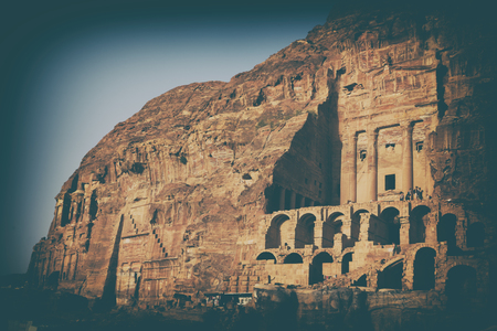 tomb in the antique site of petra in jordan the beautiful wonder of the worldの写真素材